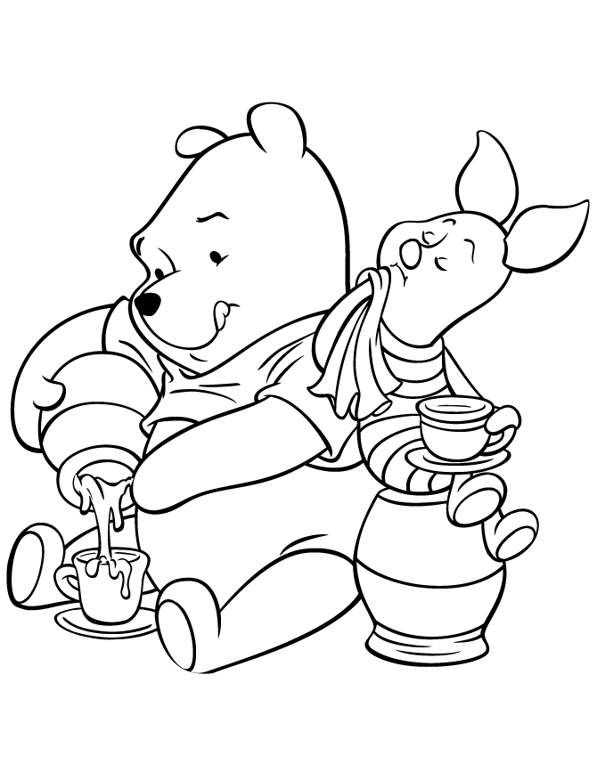 Pooh and Piglet Coloring Page