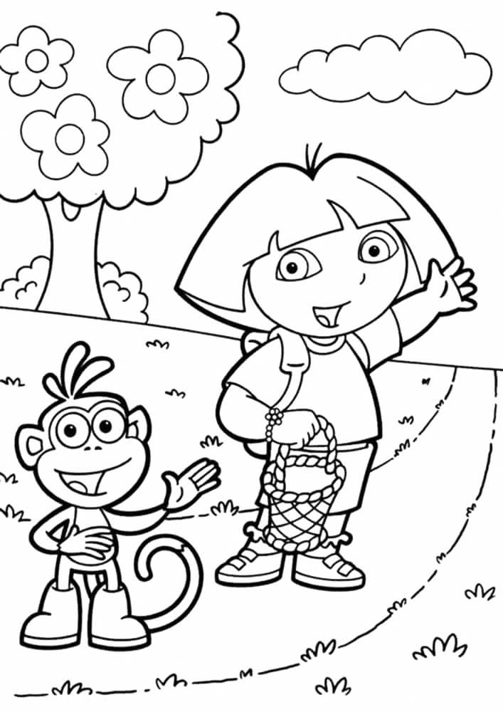 Dora Exploring Spring Coloring Page