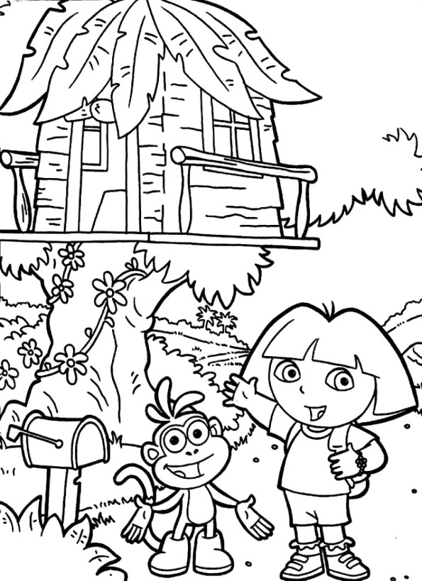 Doras Treehouse Coloring Page
