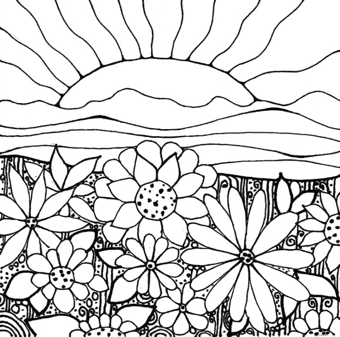 Glorious Spring Sunrise Coloring Page