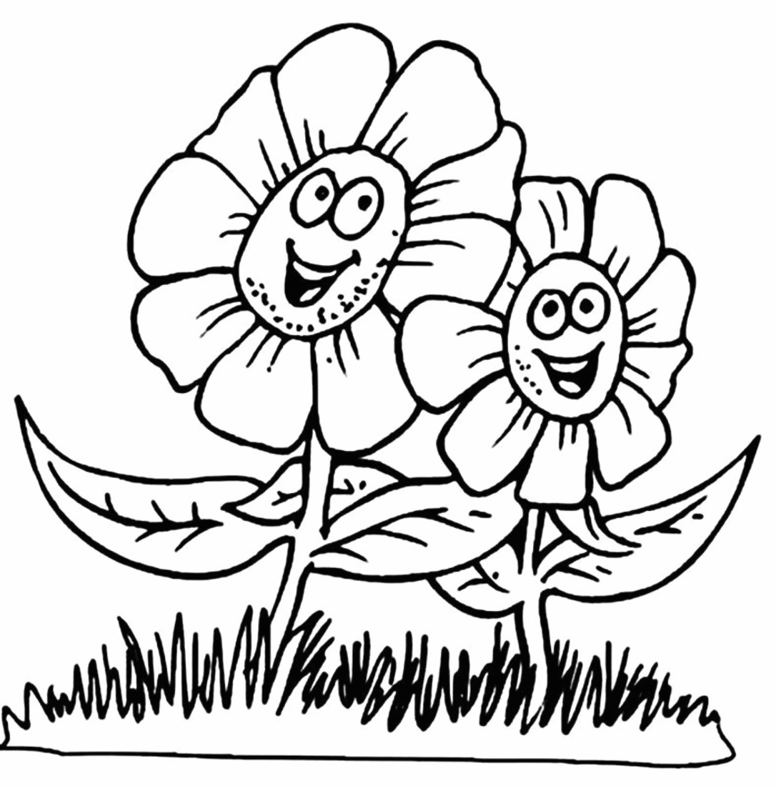 Happy Spring Flowers Coloring Page