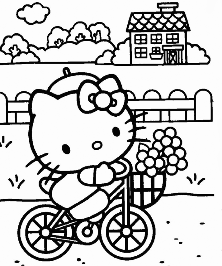 Hello Kitty Spring Coloring Page