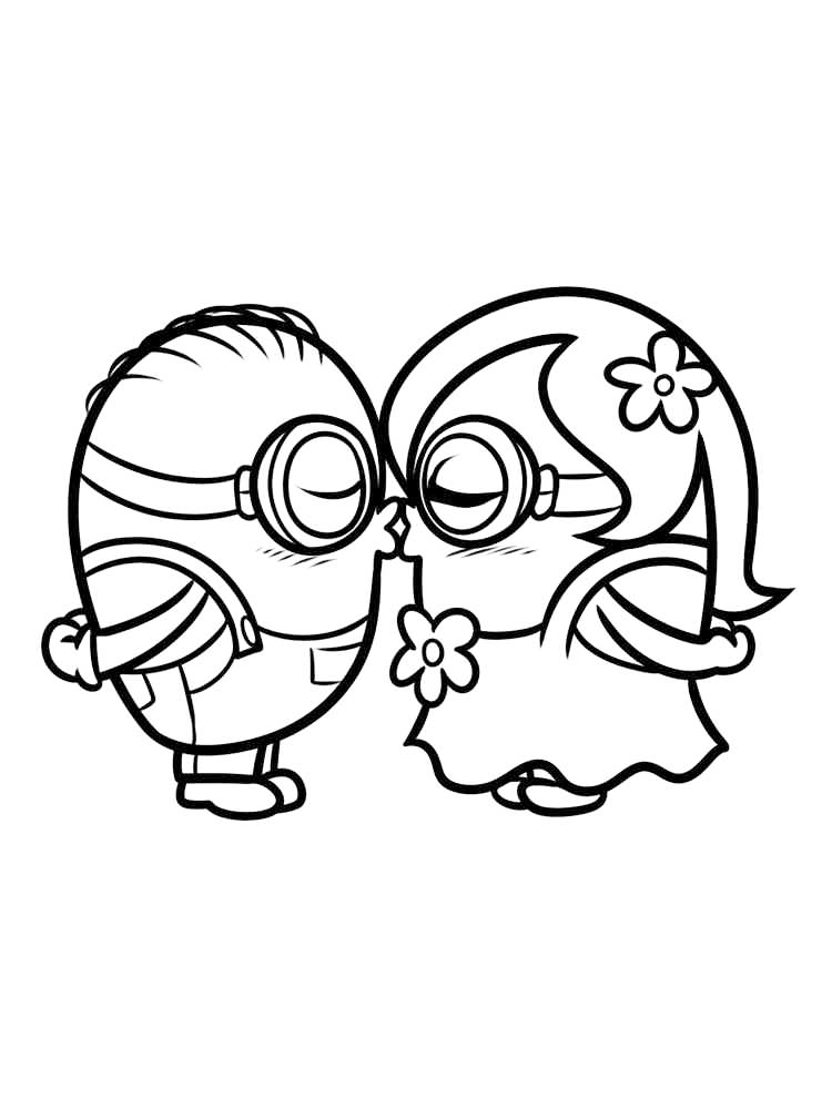 Kissing Minions Coloring Page