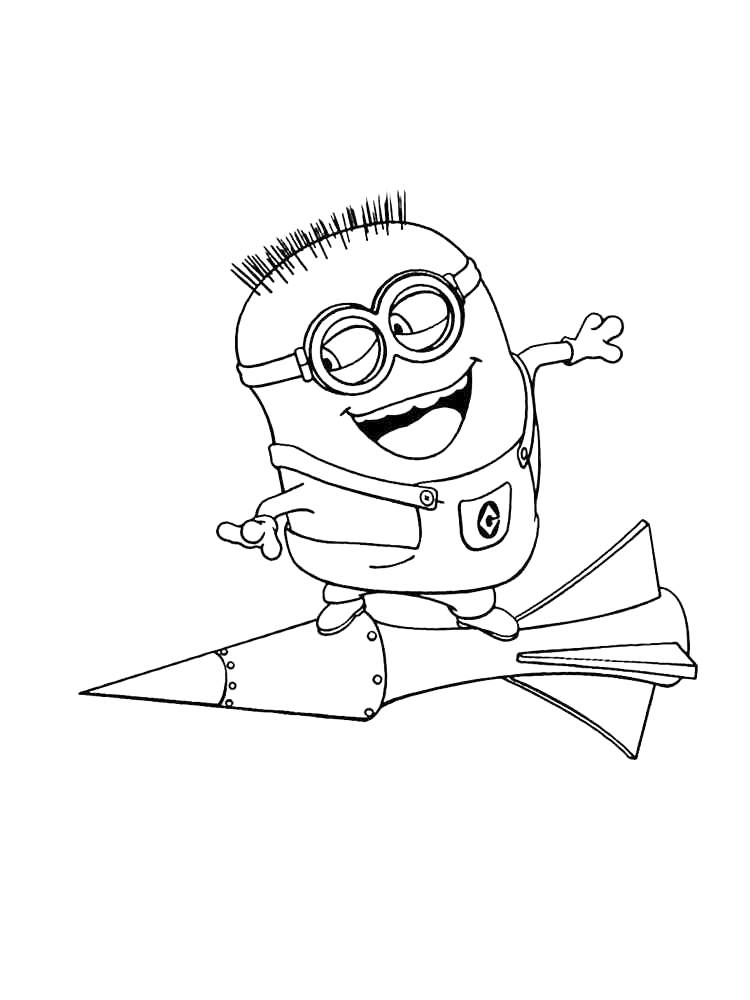 Minion On A Rocket Coloring Page