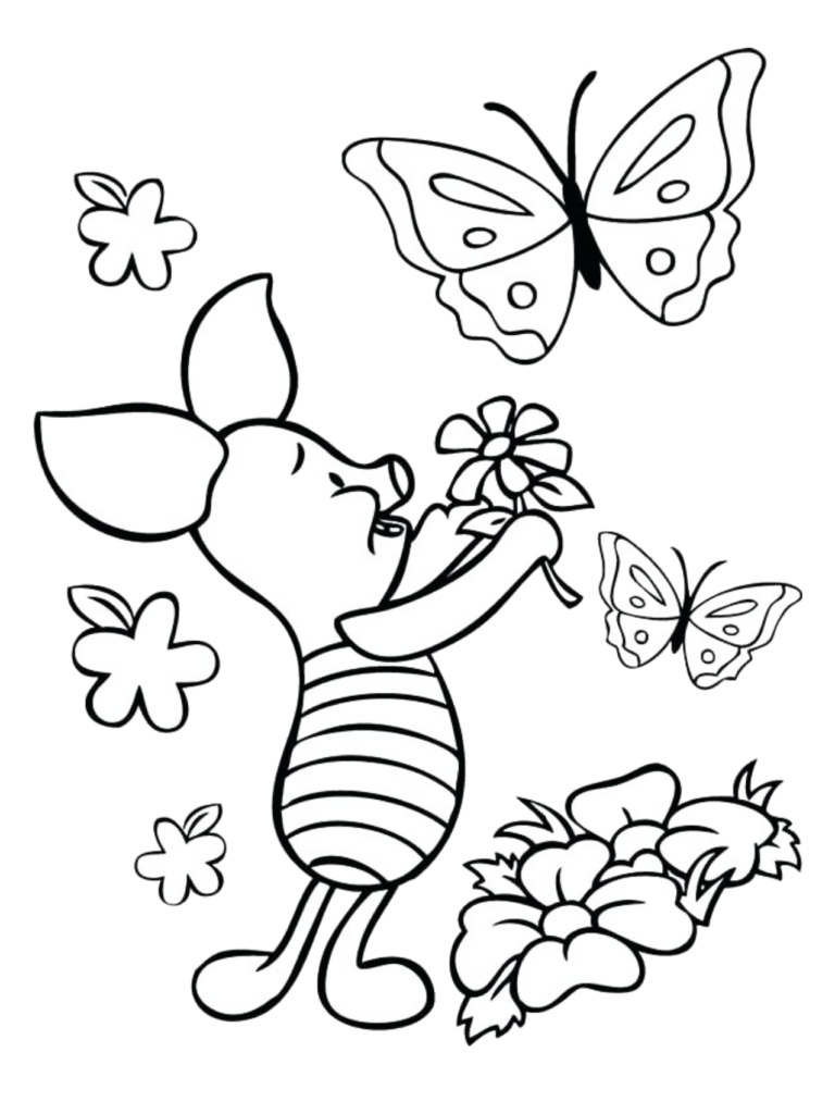 Piglet Enjoying Spring Coloring Page