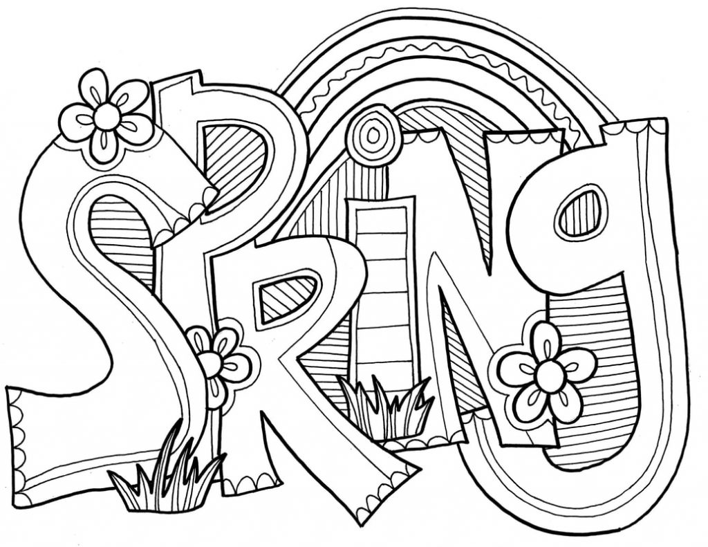 Spring Coloring Page Printable Words