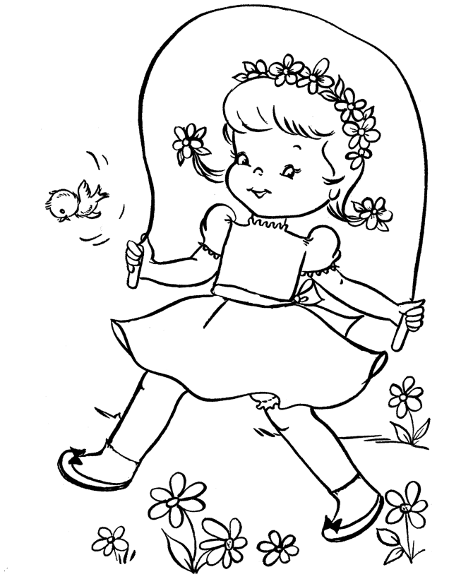 Spring Coloring Pages Jump Rope