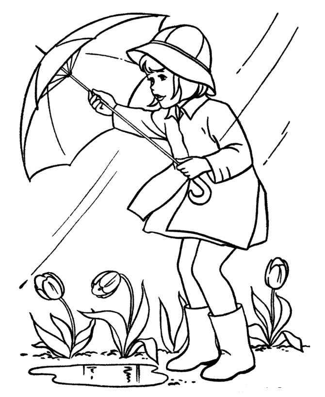 Spring Coloring Pages Spring Rain