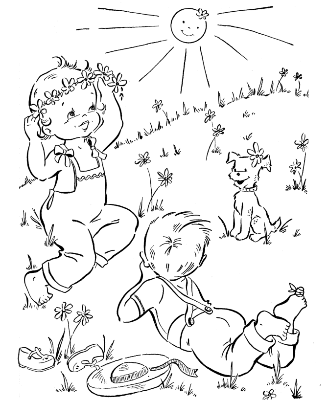 Spring Coloring Pages Sunny Day