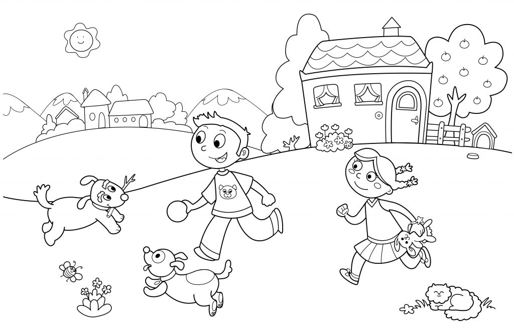 Spring Play Coloring Page