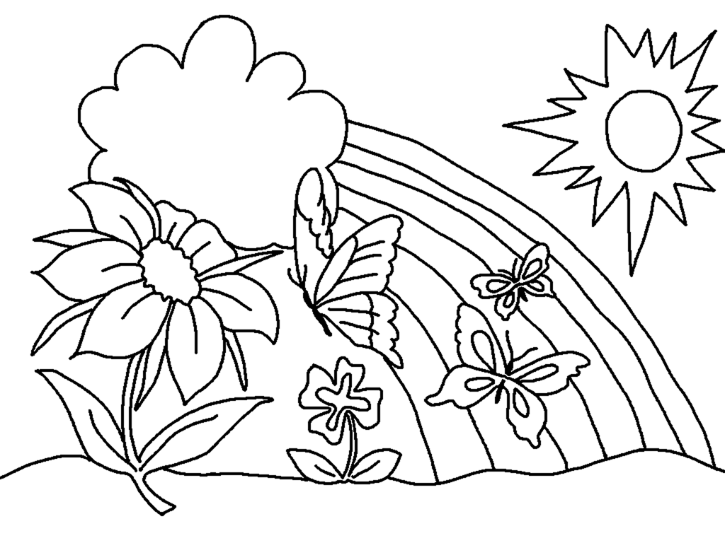 Spring Rainbow Coloring Page