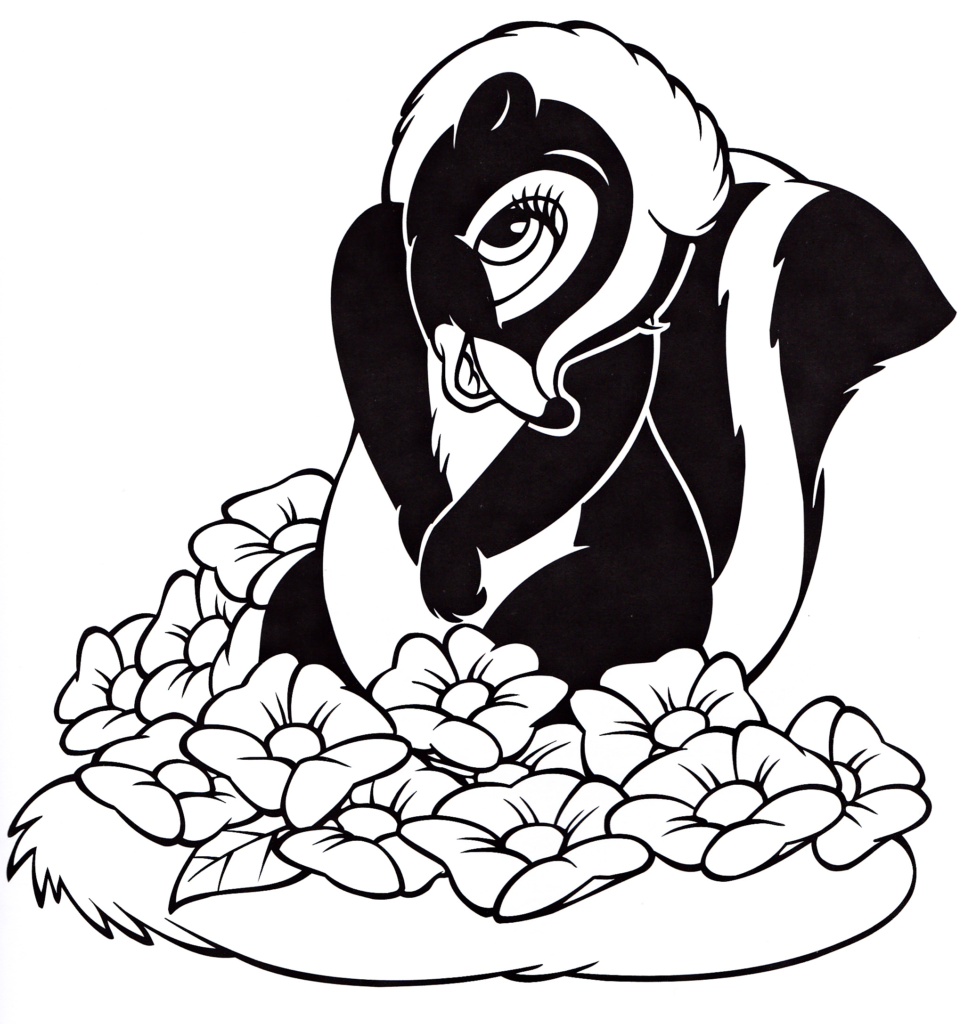 Spring Skunk Flower Coloring Page