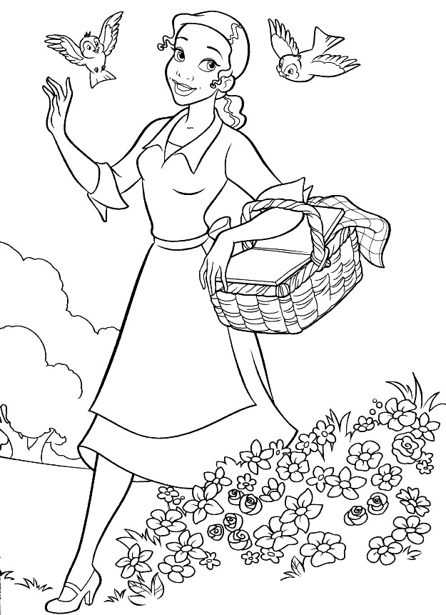 Tianas Spring Picnic Coloring Page