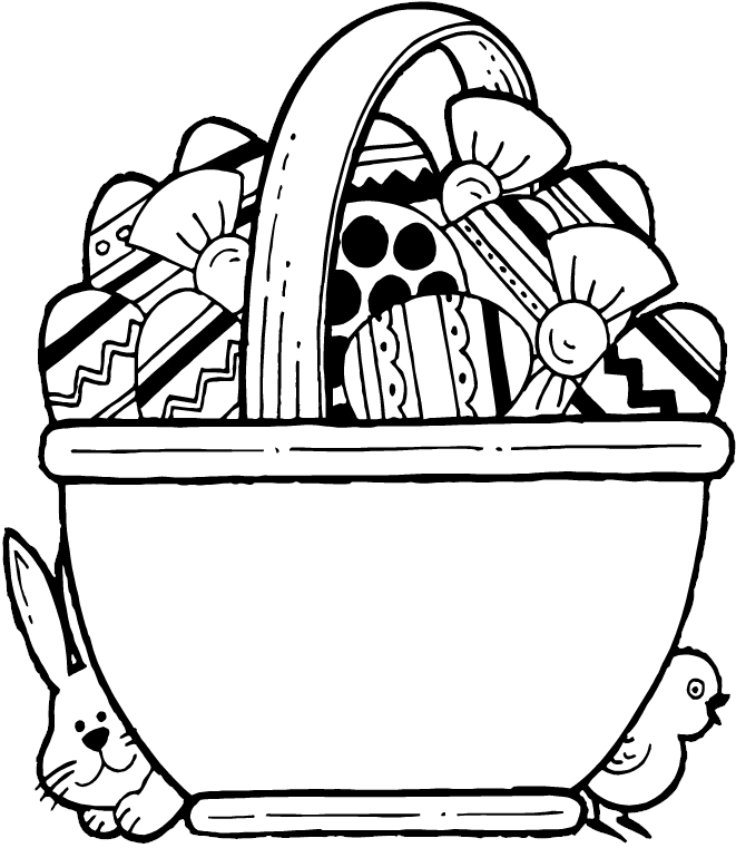 Basket Full Of Easter Eggs Coloring Page