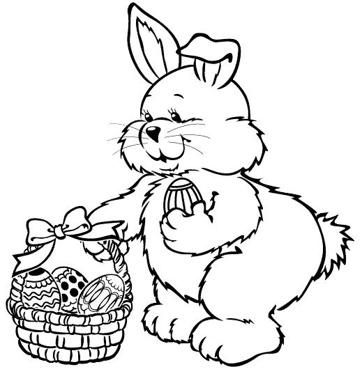 Bunny with Easter Basket Coloring Pages