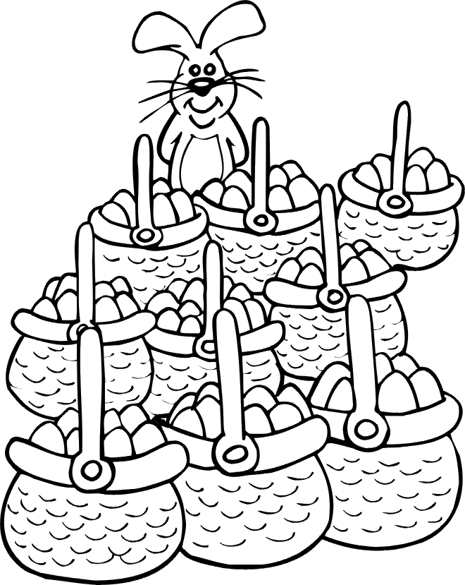 Count the Easter Baskets Coloring Page