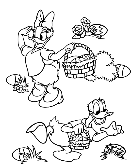 Donald Duck Easter Basket Coloring Pages