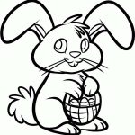 Easter Bunny with Basket Coloring Page