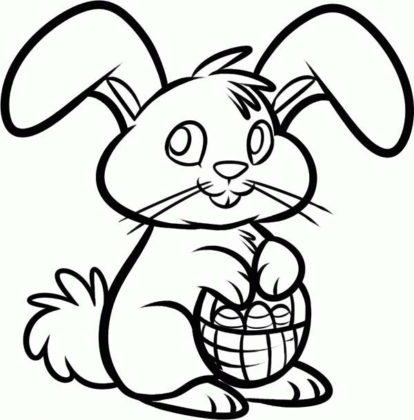 Easter Bunny with Basket Coloring Page