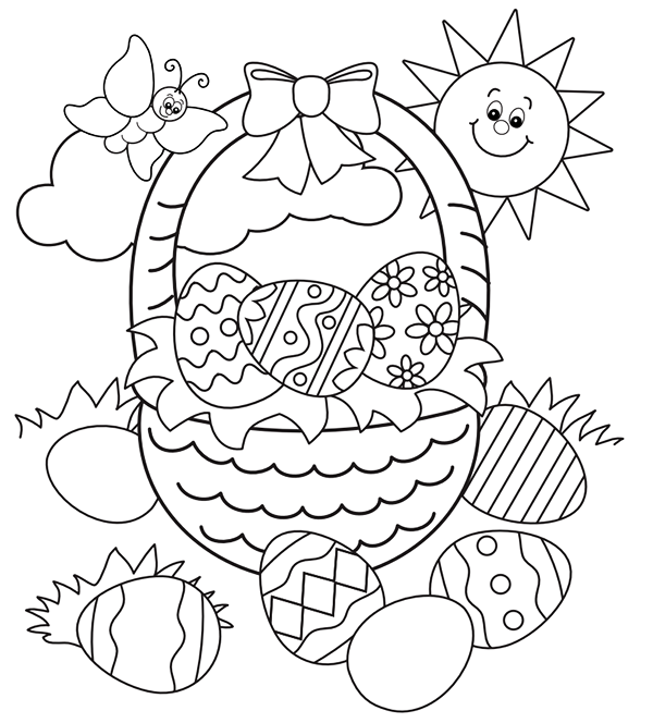 Eggs in Easter Basket Coloring Pages