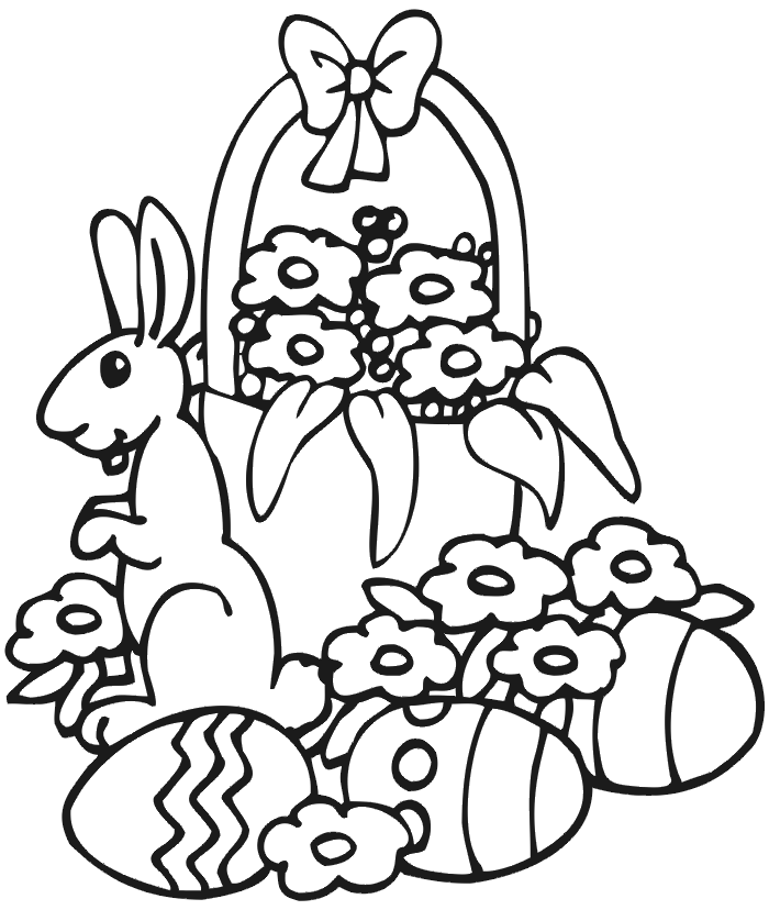 easter coloring basket bunny eggs flowers printables printed printactivities