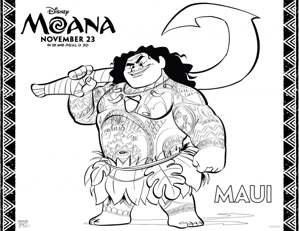 Free Printable Moana Coloring Page - Maui