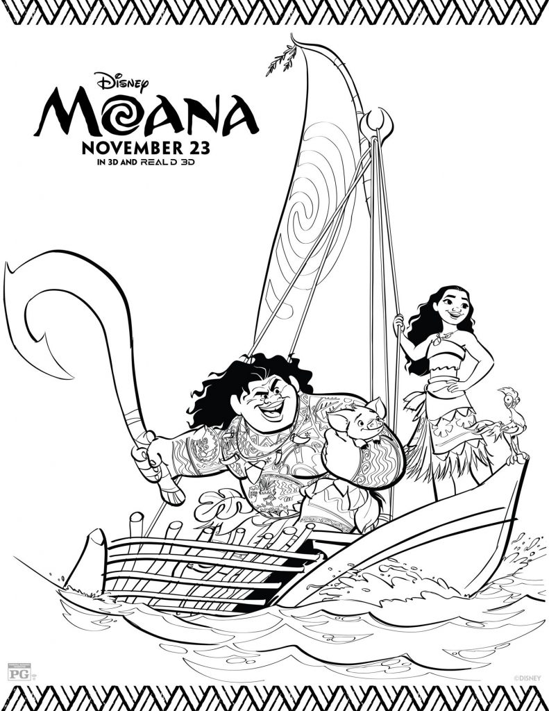 Free Printable Moana Coloring Pages - Maui and Moana
