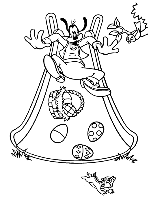 Goofy with Easter Basket Coloring Page