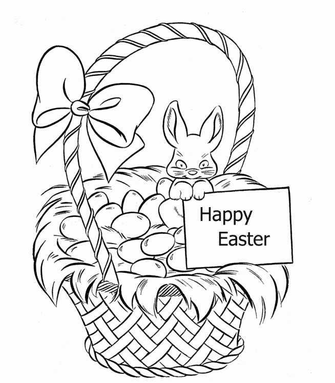 Happy Easter Basked Coloring Page