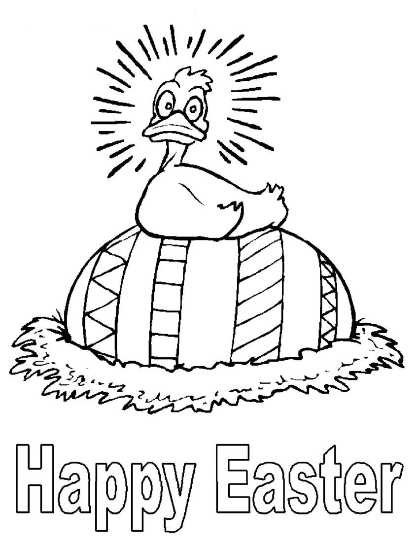 Hapy Easter Duck Coloring Page