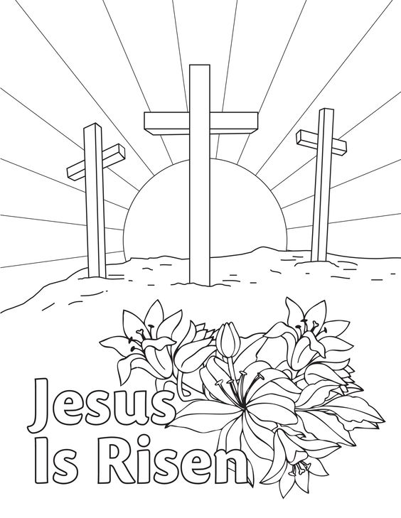 Jesus is Risen Easter Coloring Page