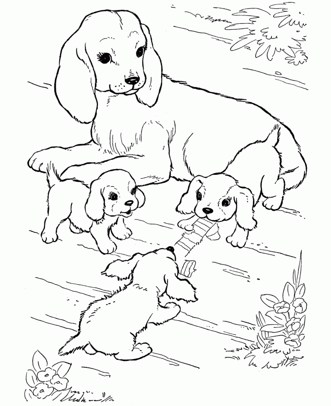 Mom and Puppy Coloring Pages