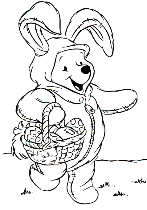 Pooh Bear Easter Basket Coloring Pages
