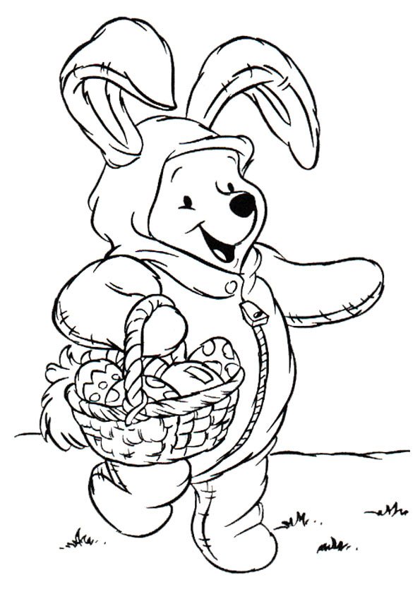 Pooh In Easter Costume Coloring Page