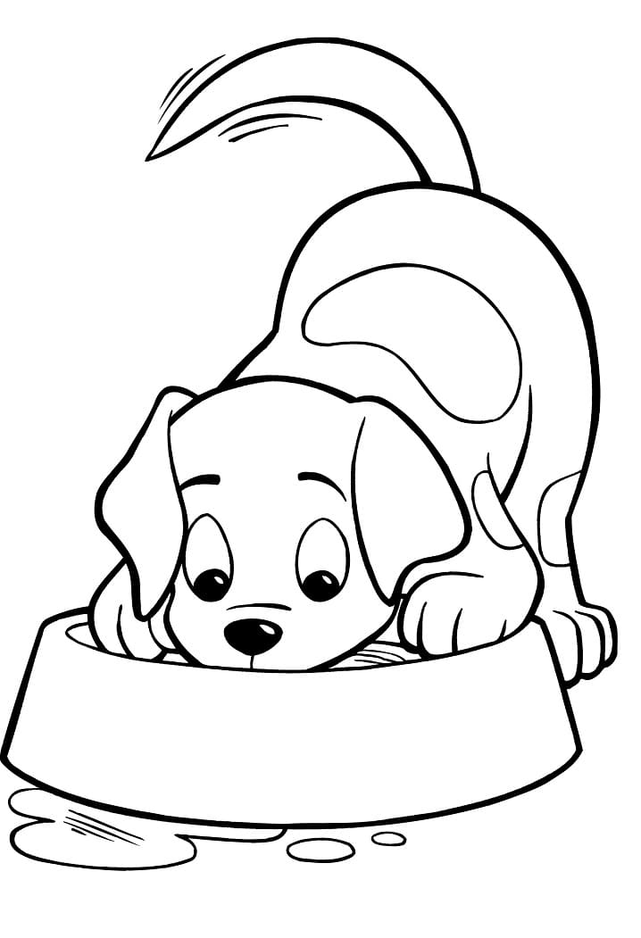 Puppy Eating Coloring Page