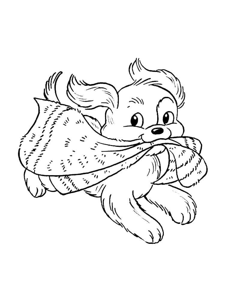 Puppy With Towel Coloring Page
