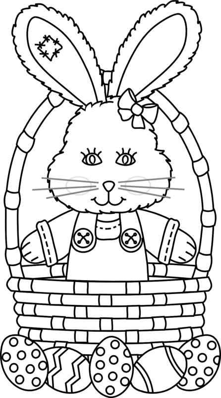 Surprise Easter Bunny In Basket Coloring Page