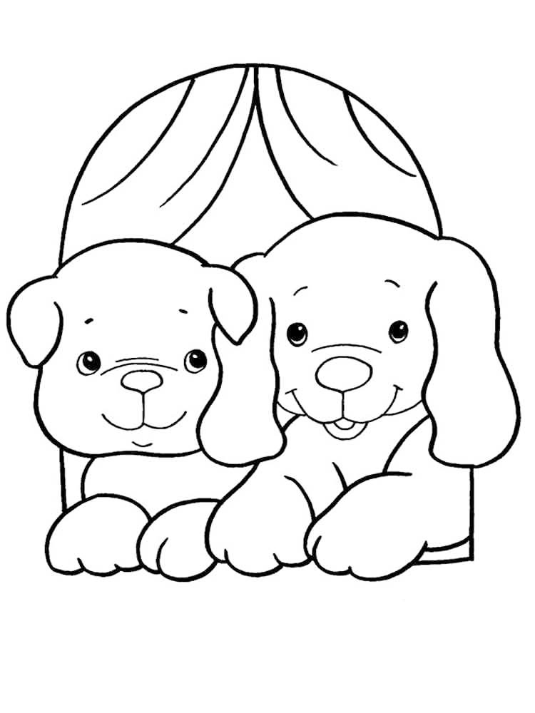 Two Cute Puppies Coloring Page