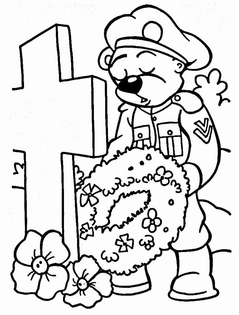 Bear Memorial Day Coloring Page