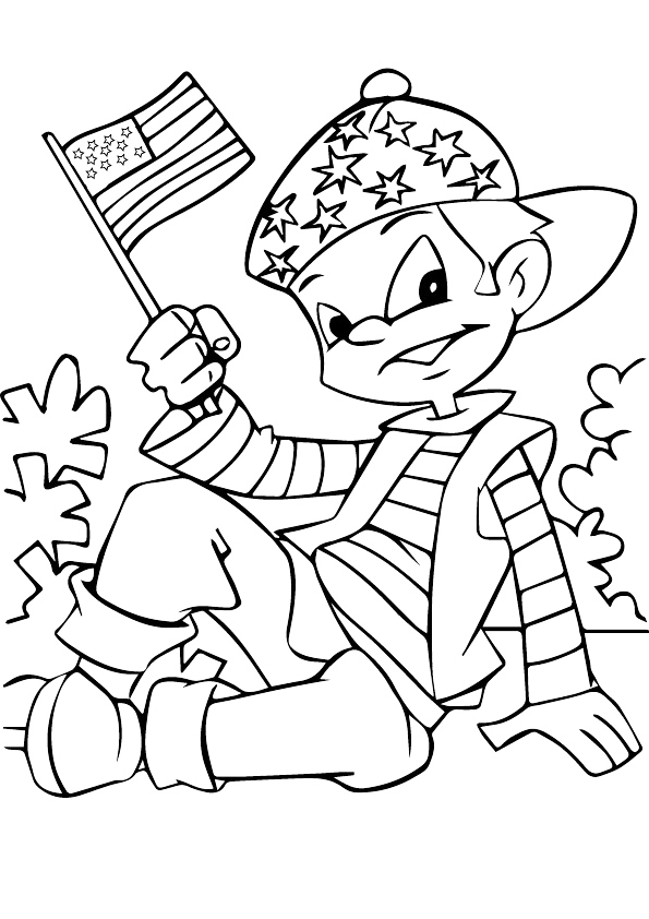 Child Celebrating America Coloring Page