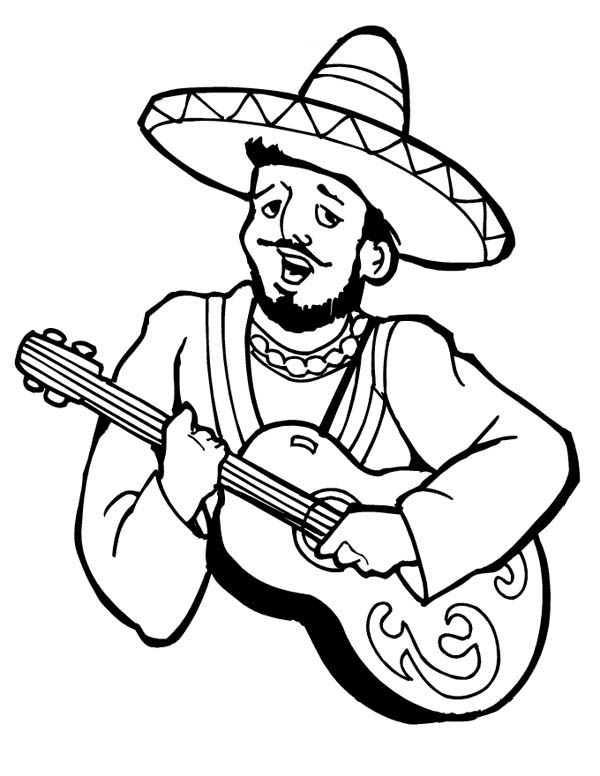 Cinco De Mayo Musician Coloring Page