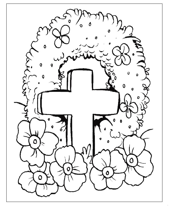 Cross And Wreath Memorial Day Coloring Page