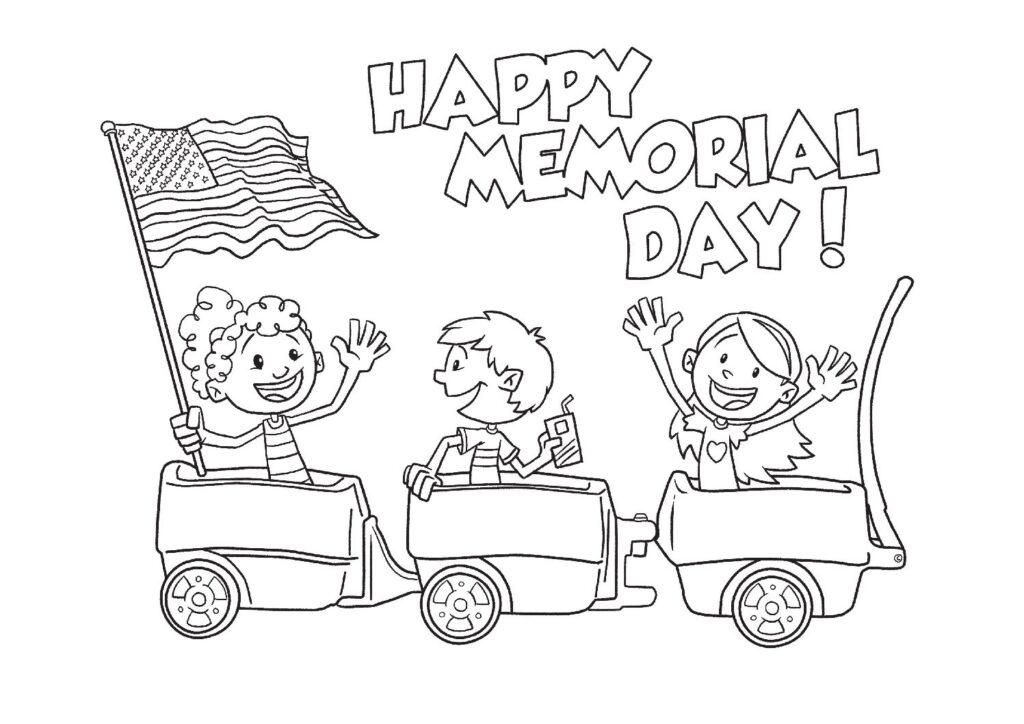 Happy Memorial Day Kids Coloring Page