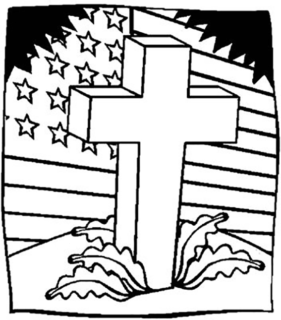 Memorial Day Cross Coloring Page