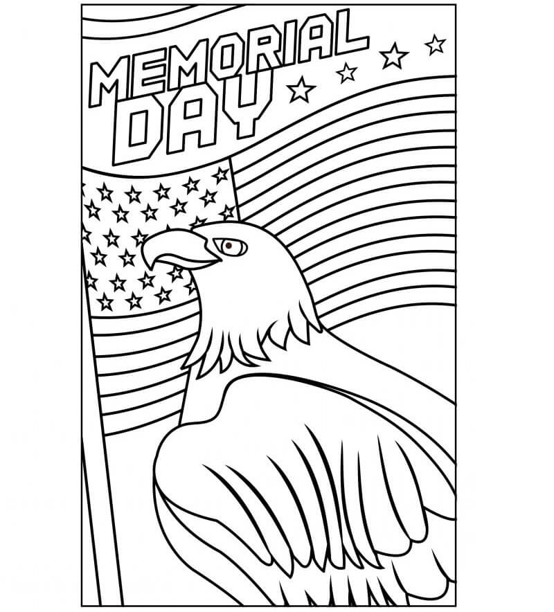 Memorial Day Eagle Coloring Page