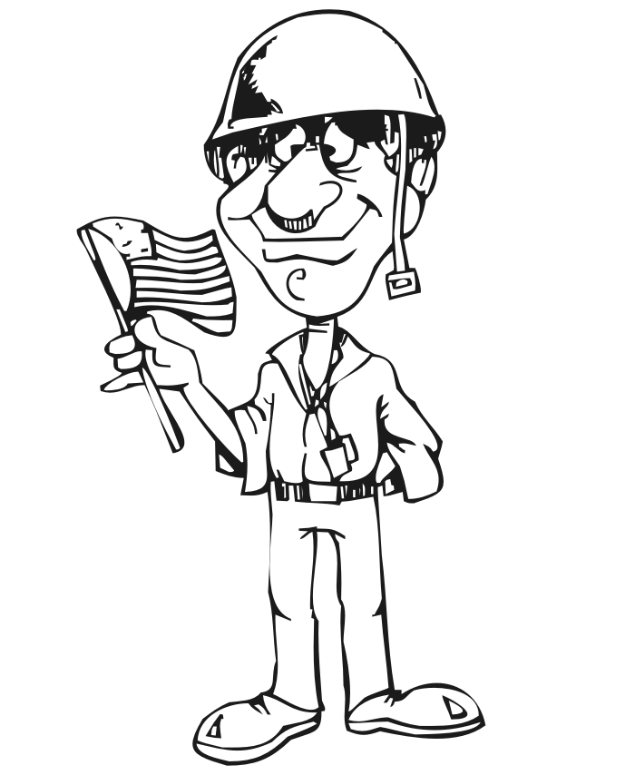 Military Man On Memorial Day Coloring Page