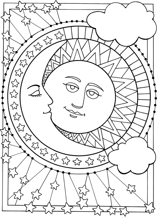 Sun And Moon Coloring Page
