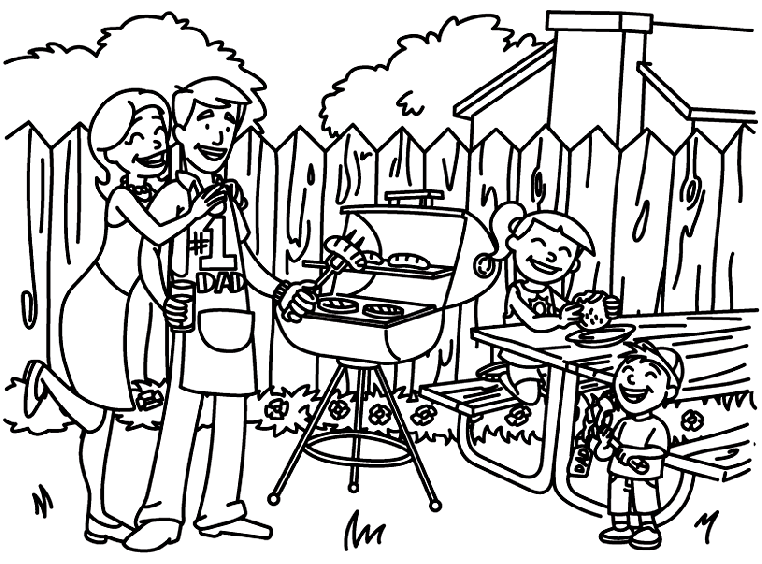 4th of July Coloring Pages Backyard BBQ