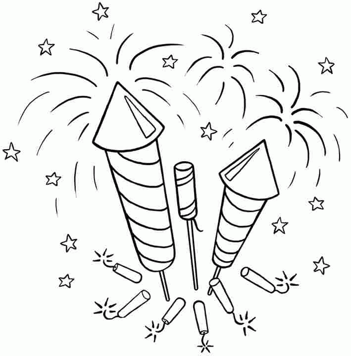 4th of July Coloring Pages Free - Fireworks