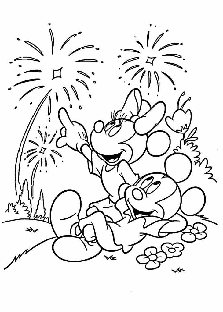 4th of July Coloring Pages Mickey and Minnie